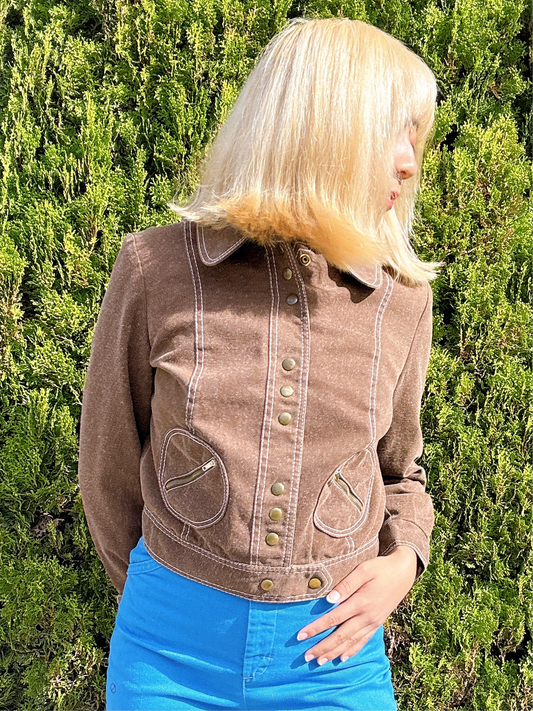 1970s Brown Brushed Denim Jacket