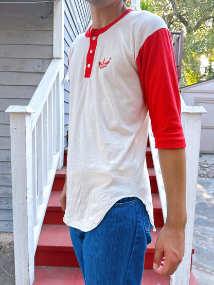 1980s Red & White Adidas Baseball Tee