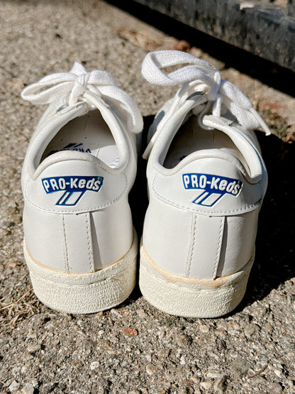 1970s White Leather Sneakers by Pro-Keds Size 5