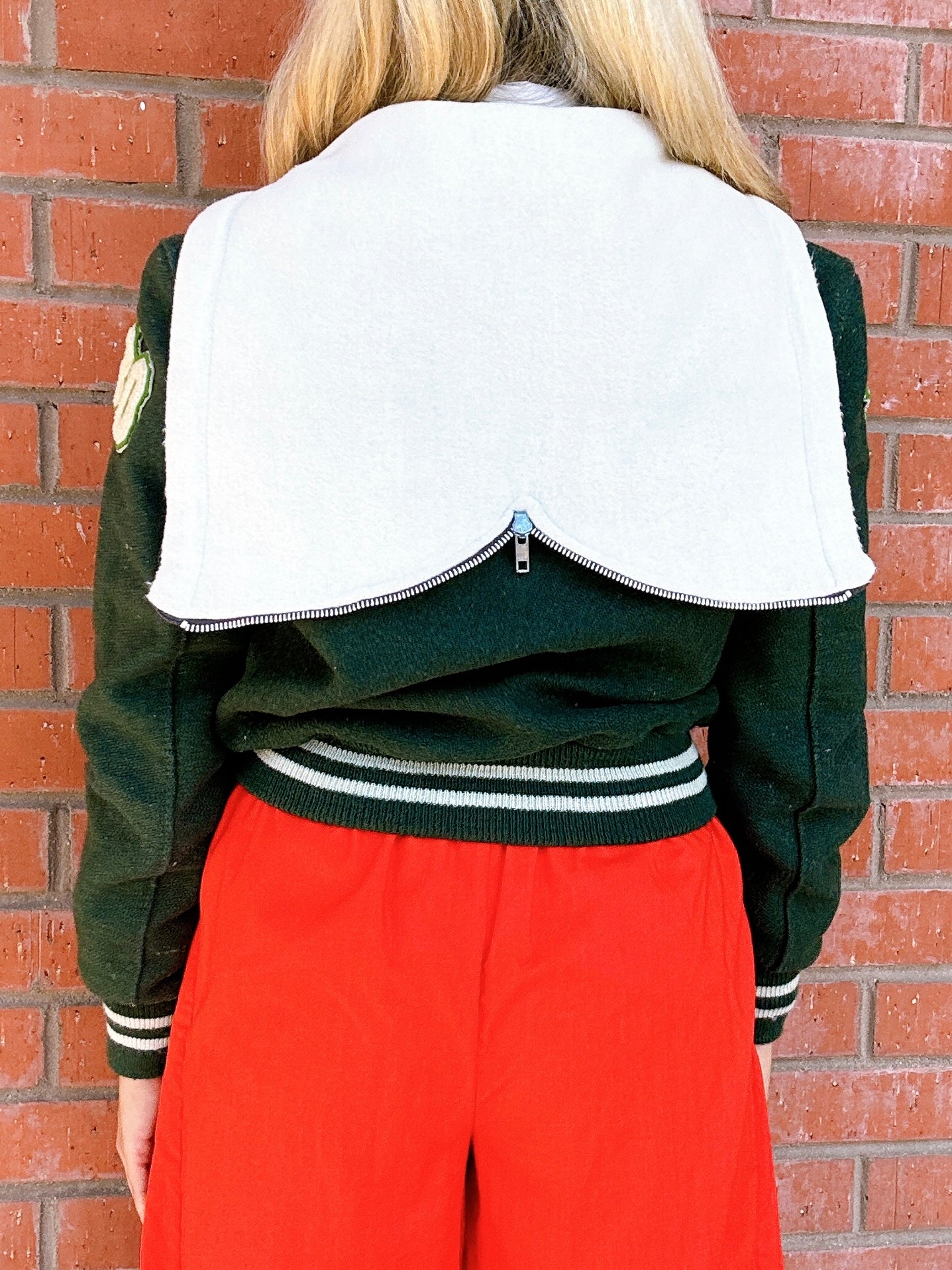 1980s Cheerleader Upland High School Green and White Varsity Jacket