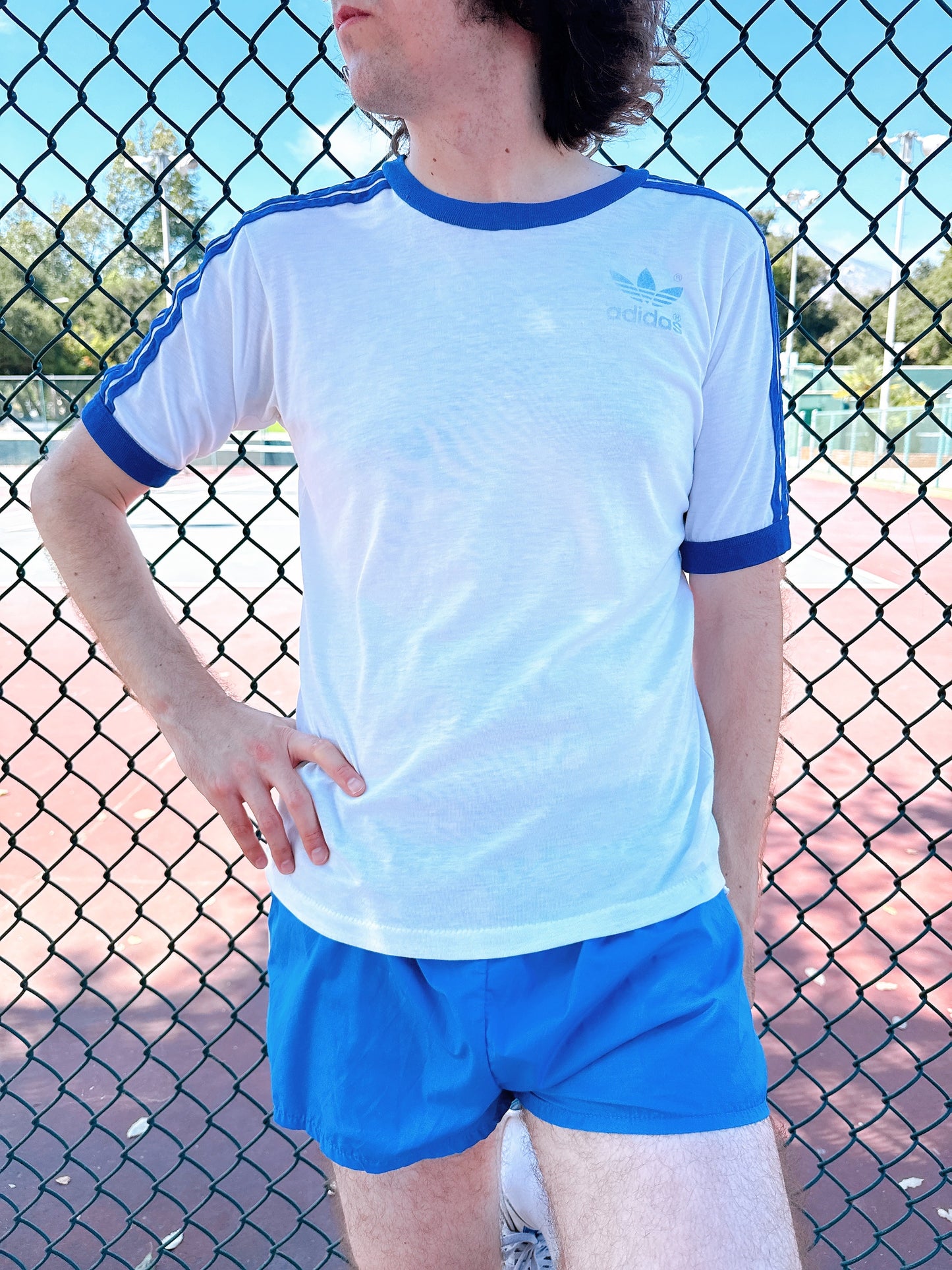 1980s Blue & White Adidas T-Shirt