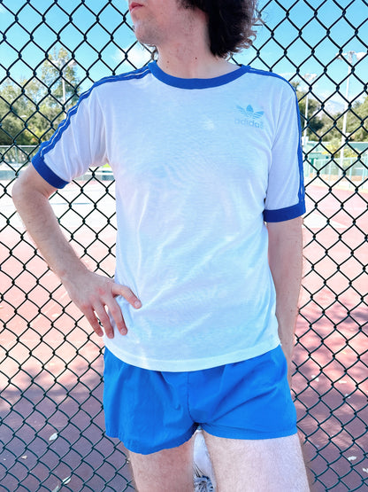 1980s Blue & White Adidas T-Shirt