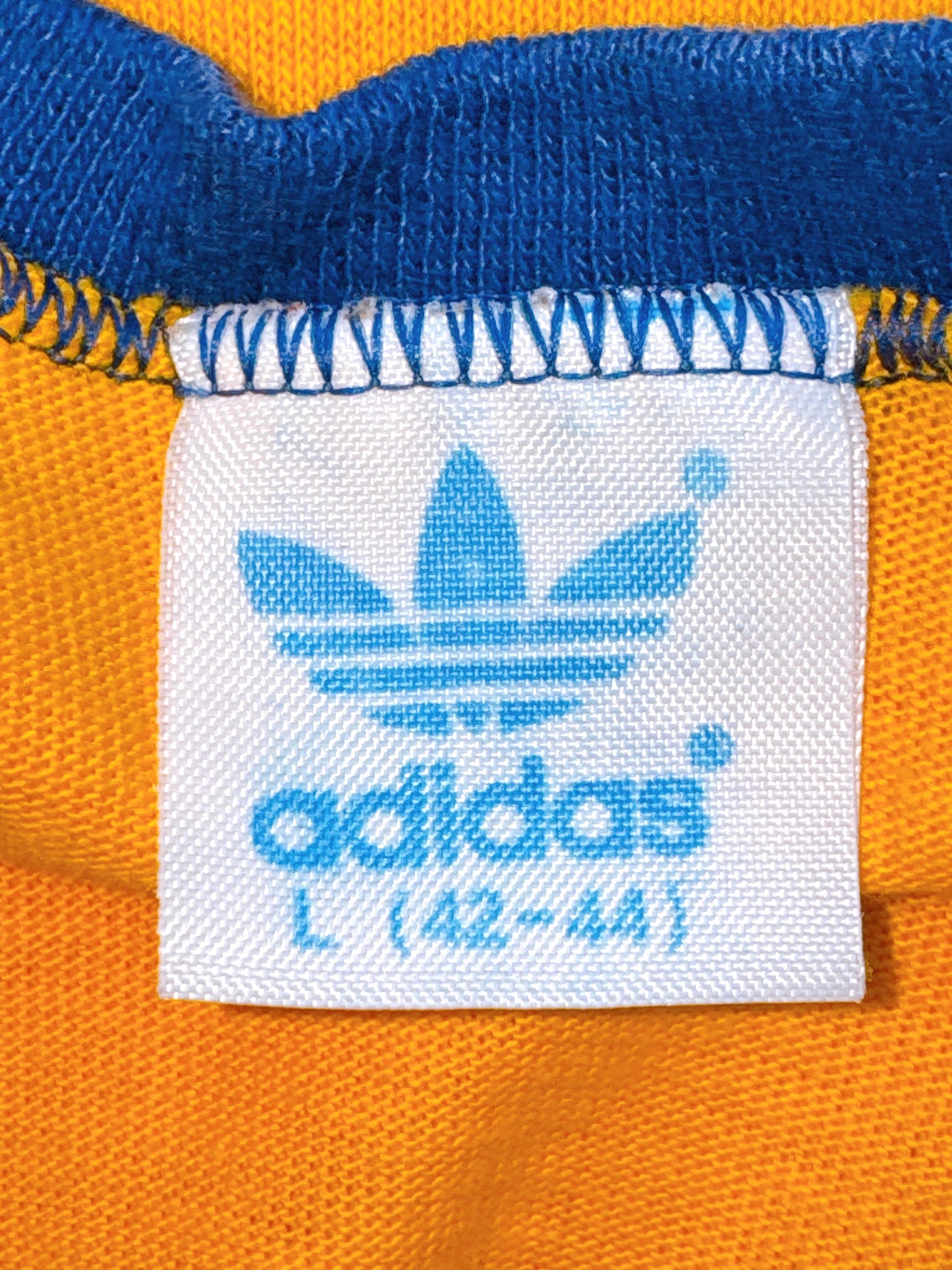 1980s Adidas Yellow & Navy V-Neck T-Shirt