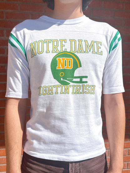 1970s “Notre Dame Fightin’ Irish” White & Green Novelty Raglan T-Shirt