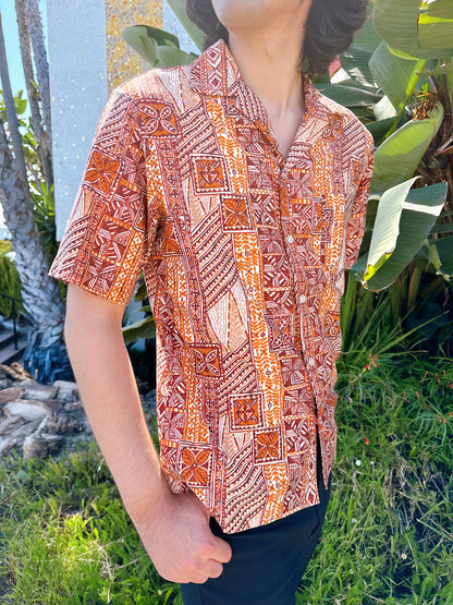 1970s Hilo Hattie Brown Hawaiian Shirt