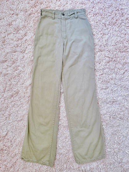 1970s Khaki Pleated Pocket Pants by Our Bottoms 26x32