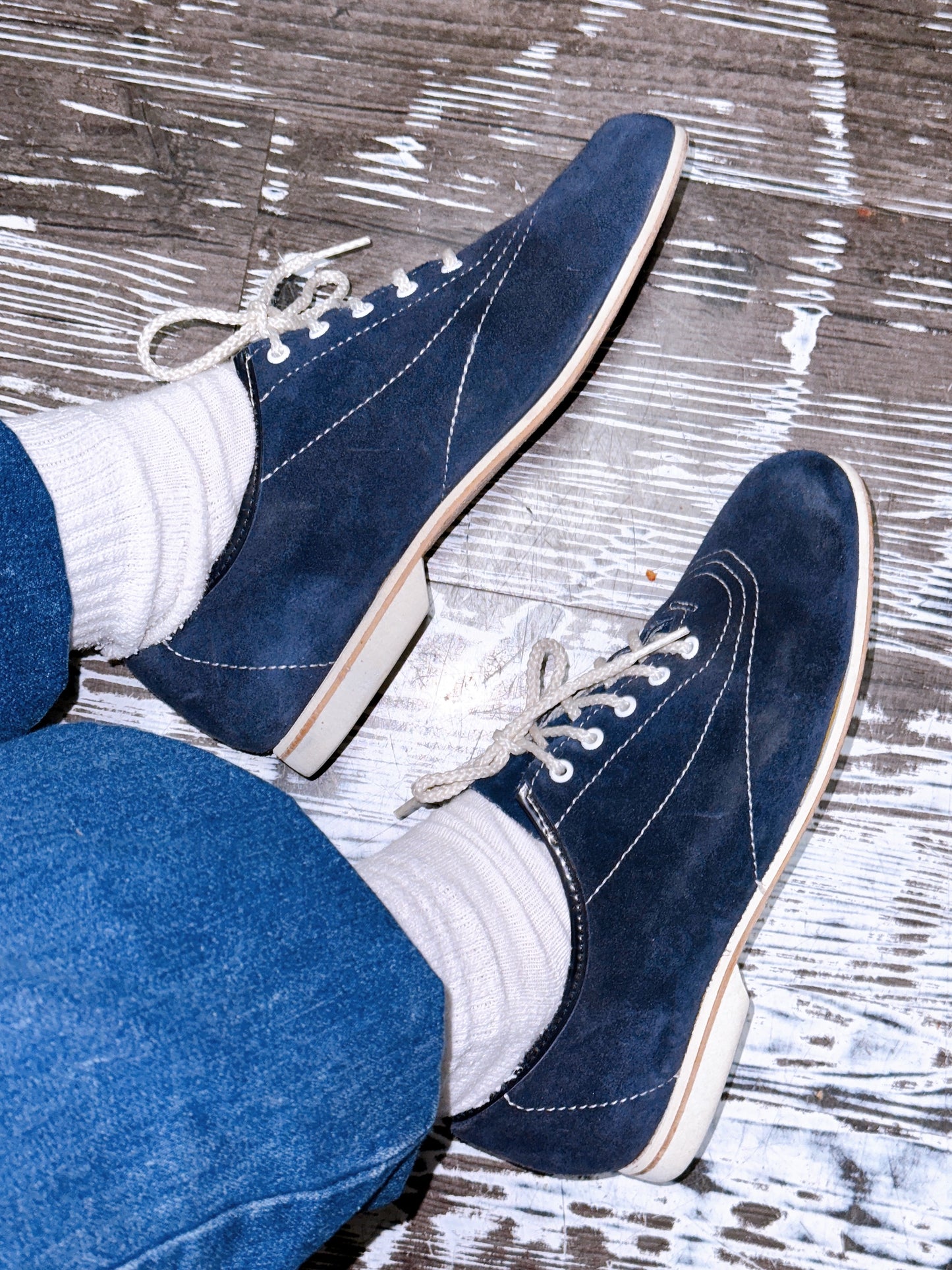 1970s Navy Suede Bowling Shoes Size 6.5