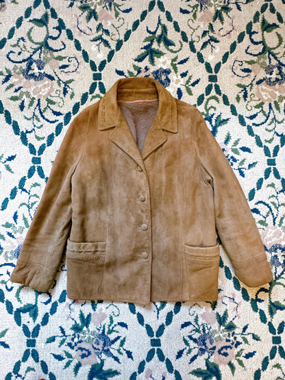 1970s Tan Nubuck Suede Removable Fur Lined Jacket