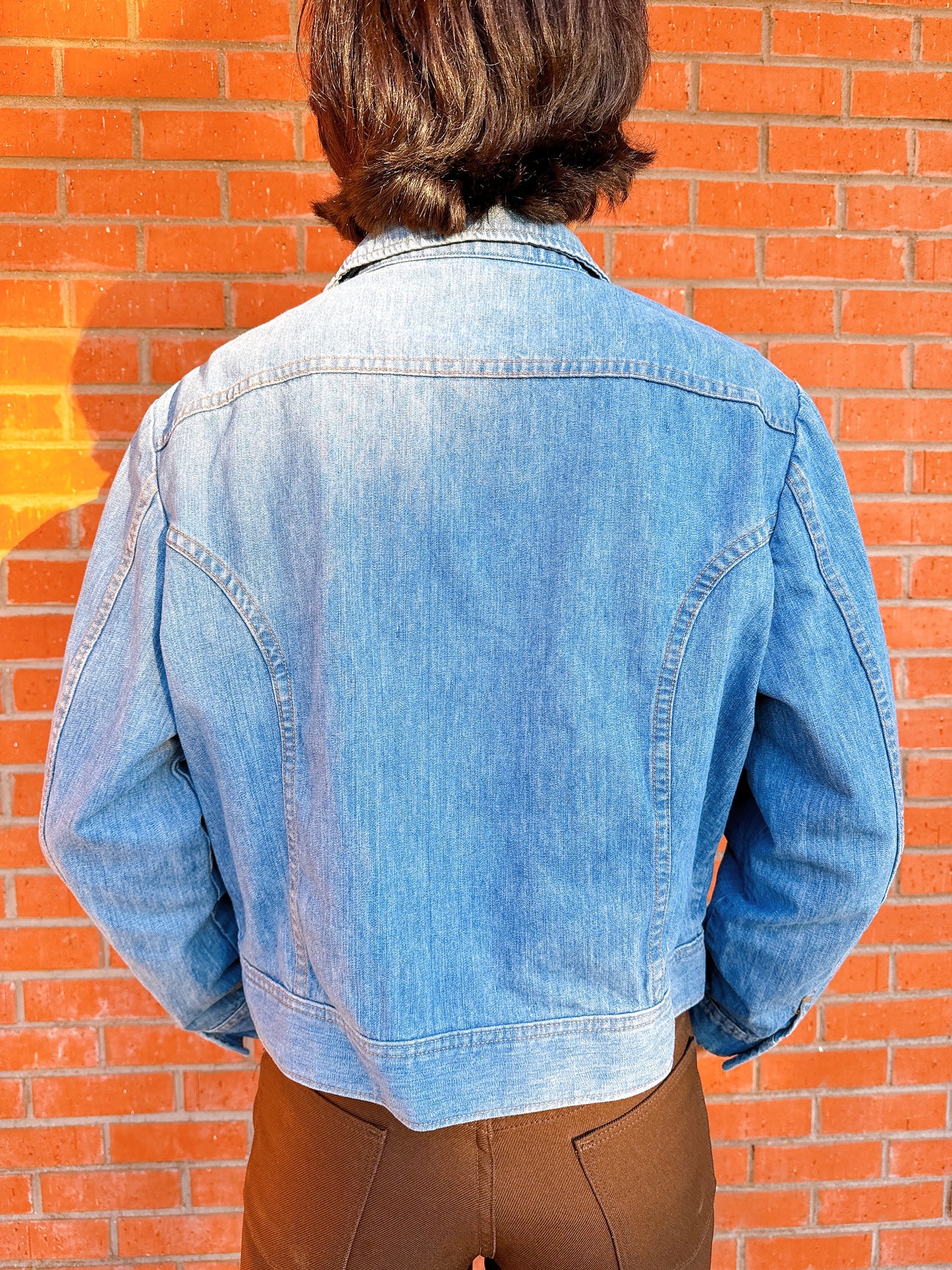 1970s Blue Denim Dagger Collar Jacket by Lee