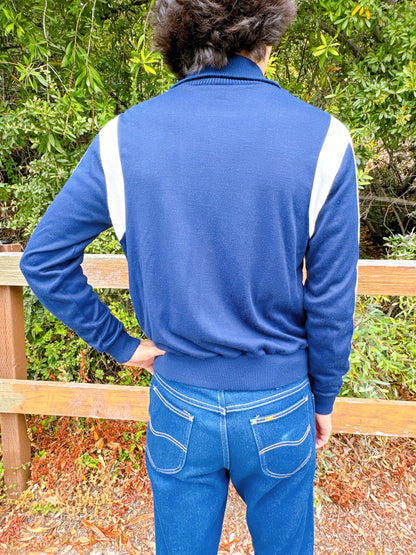 1970s Navy & White Tracksuit Zip-Up Jacket