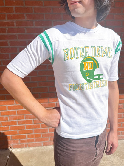 1970s “Notre Dame Fightin’ Irish” White & Green Novelty Raglan T-Shirt