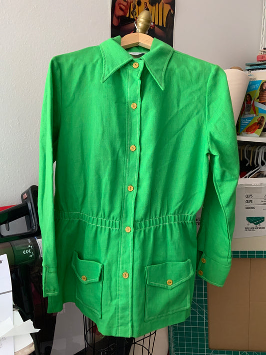 1970s Kelly Green Utility Style Jacket