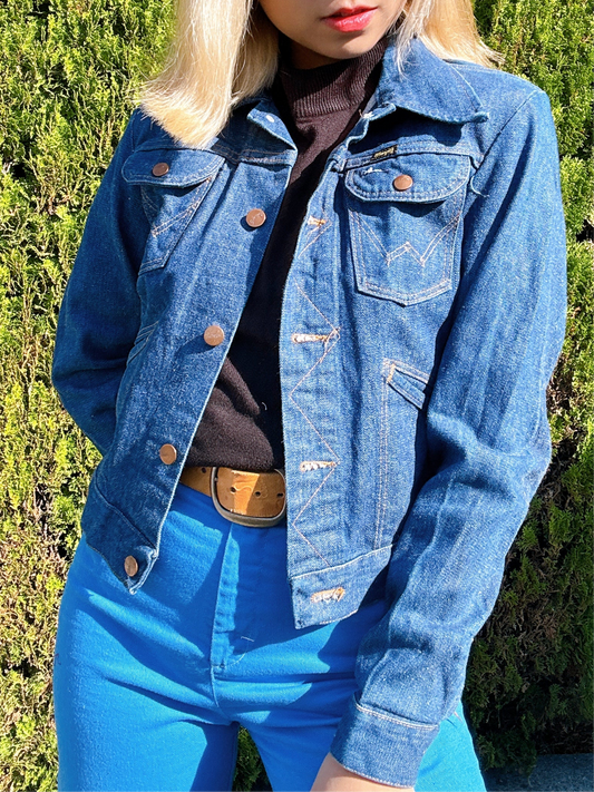 1970s Blue Cropped Denim Jacket by Wrangler