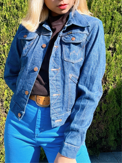 1970s Blue Cropped Denim Jacket by Wrangler