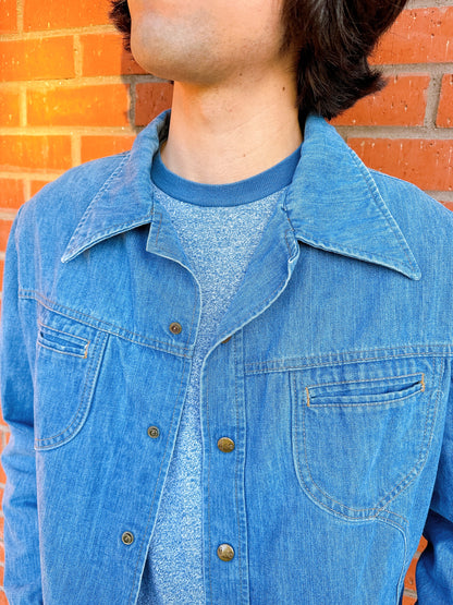 1970s Blue Denim Dagger Collar Jacket by Lee