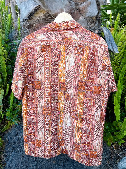 1970s Hilo Hattie Brown Hawaiian Shirt