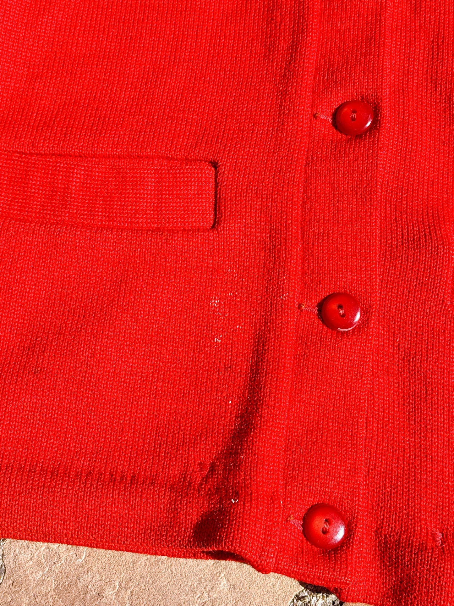 1950s 1958 Red 100% Wool School Cardigan