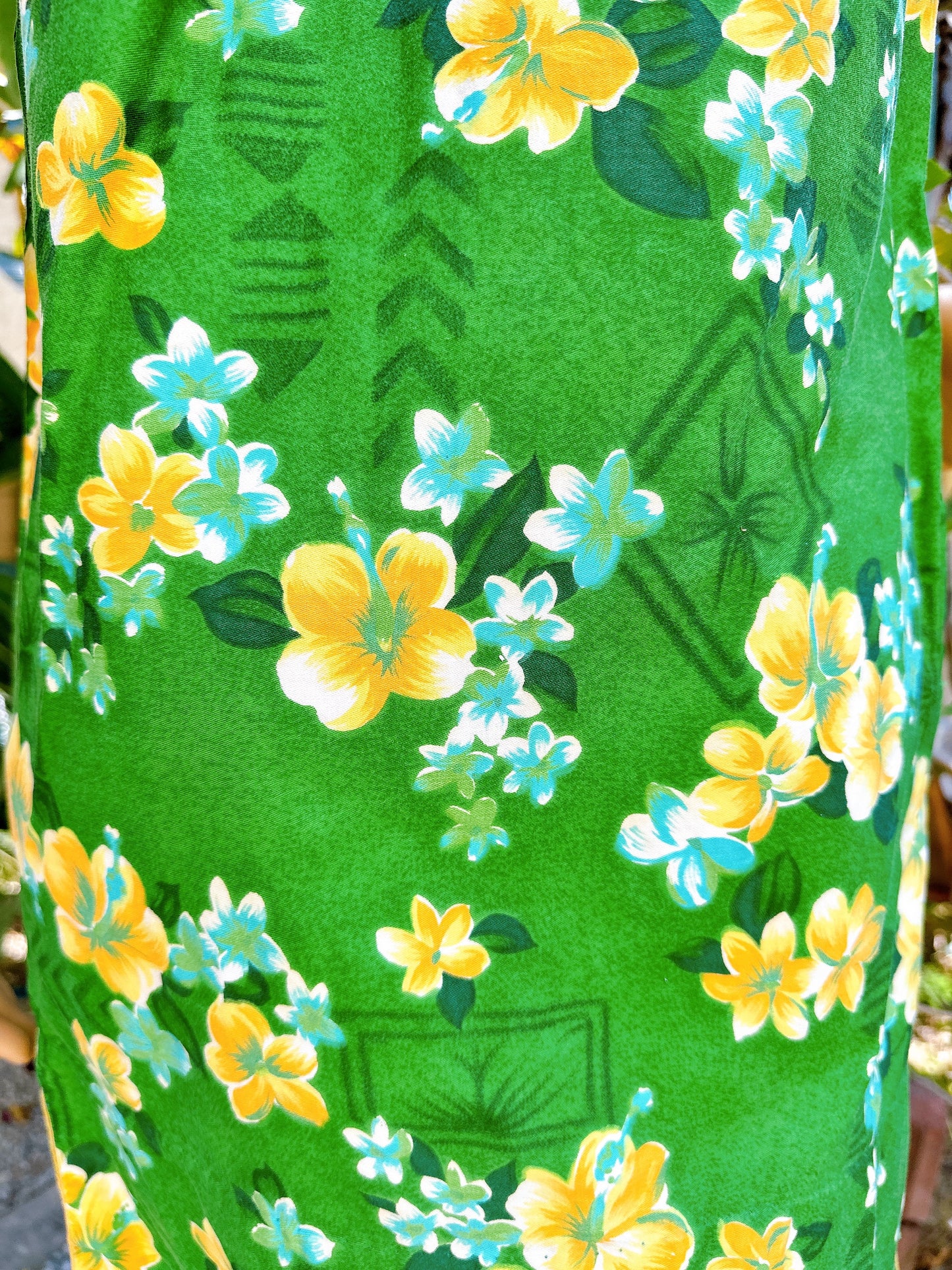 1960s Green & Yellow Hawaiian Mini Dress