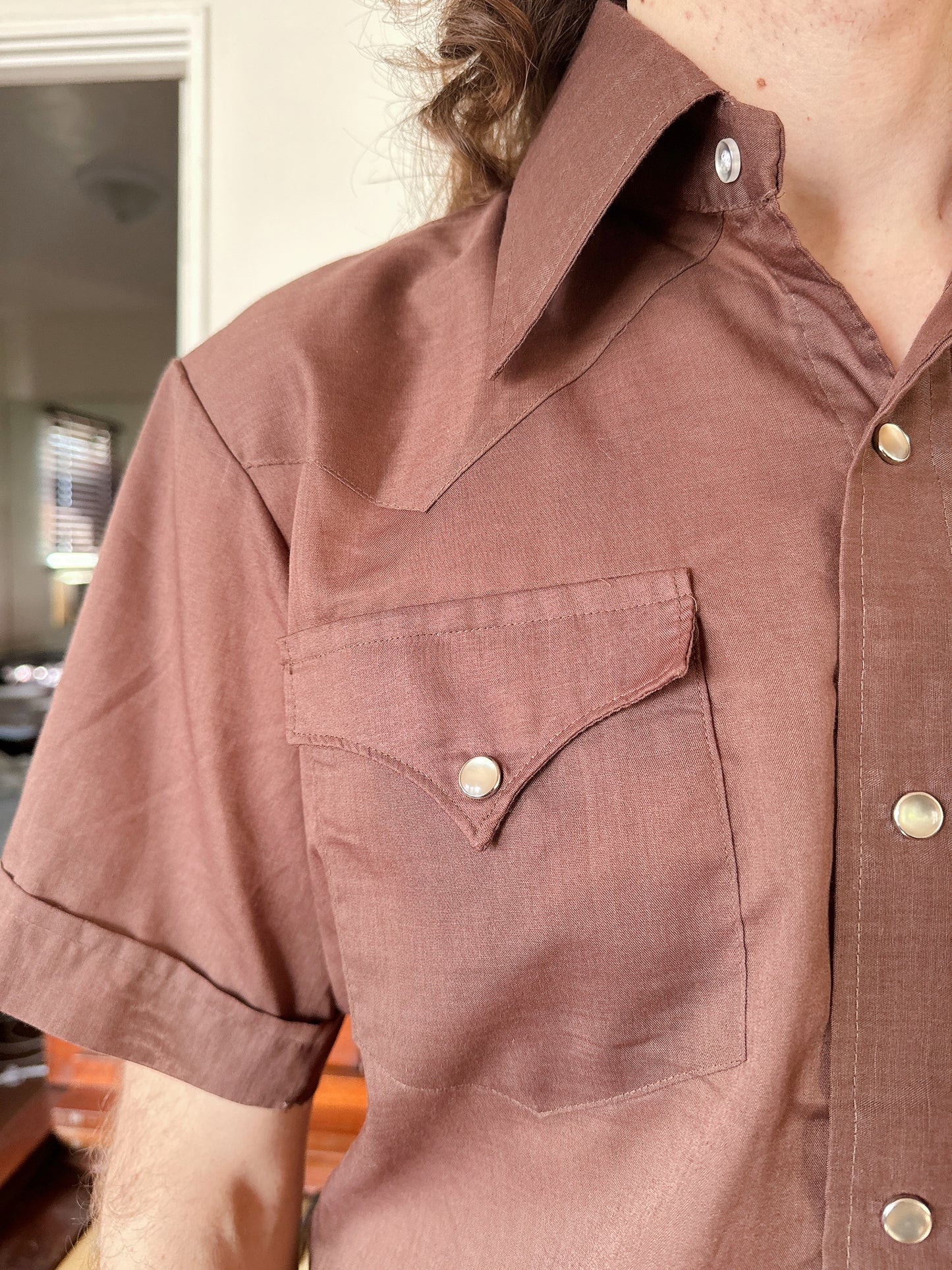 1970s Brown Western Short Sleeve Top by H Bar C