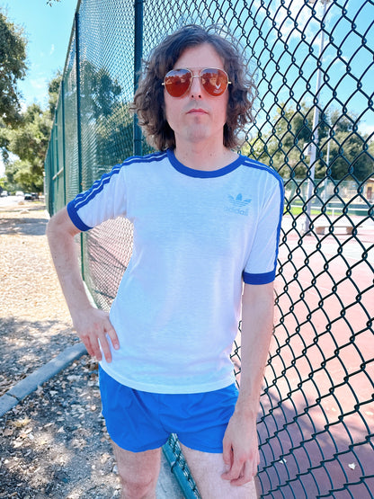 1980s Blue & White Adidas T-Shirt