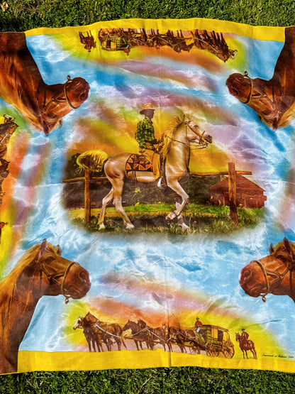 1970s Cowboy and Horse Rainbow Scarf