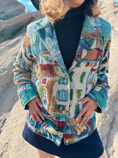 1990s Sea Side City Novelty Tapestry Jacket