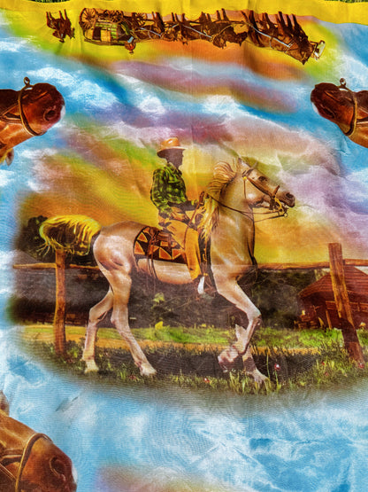 1970s Cowboy and Horse Rainbow Scarf