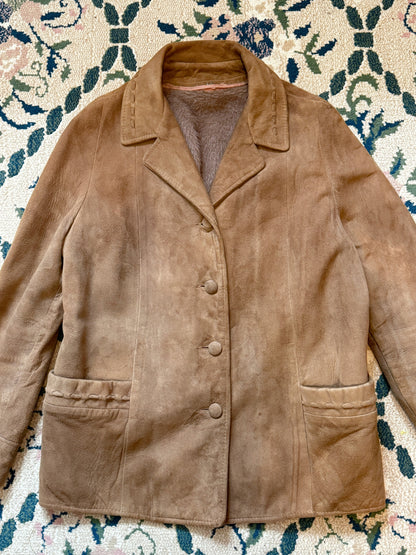 1970s Tan Nubuck Suede Removable Fur Lined Jacket