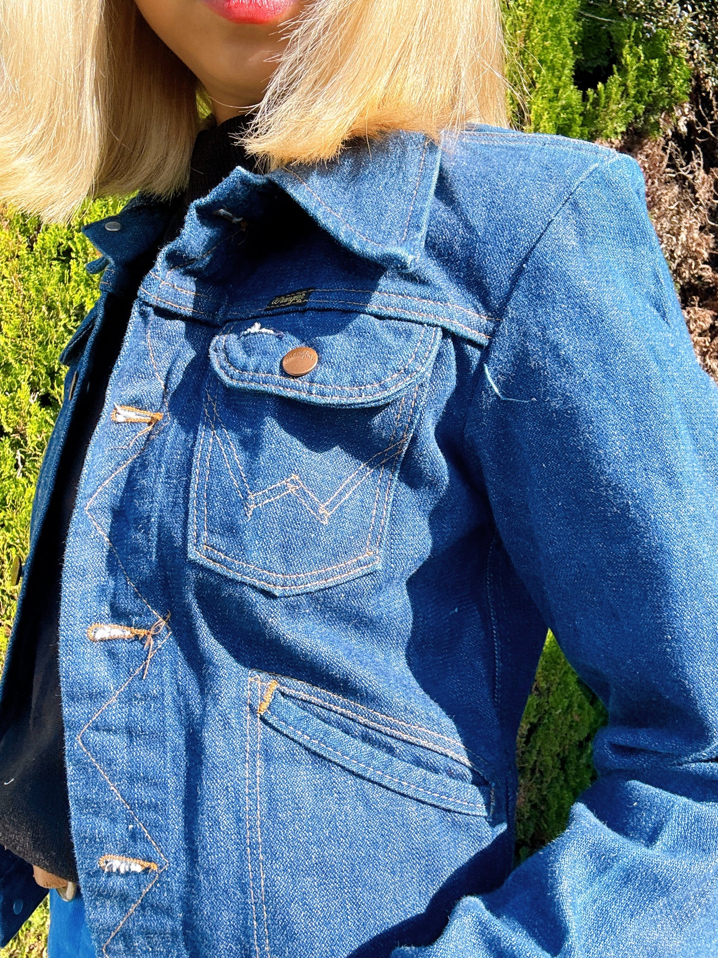 1970s Blue Cropped Denim Jacket by Wrangler