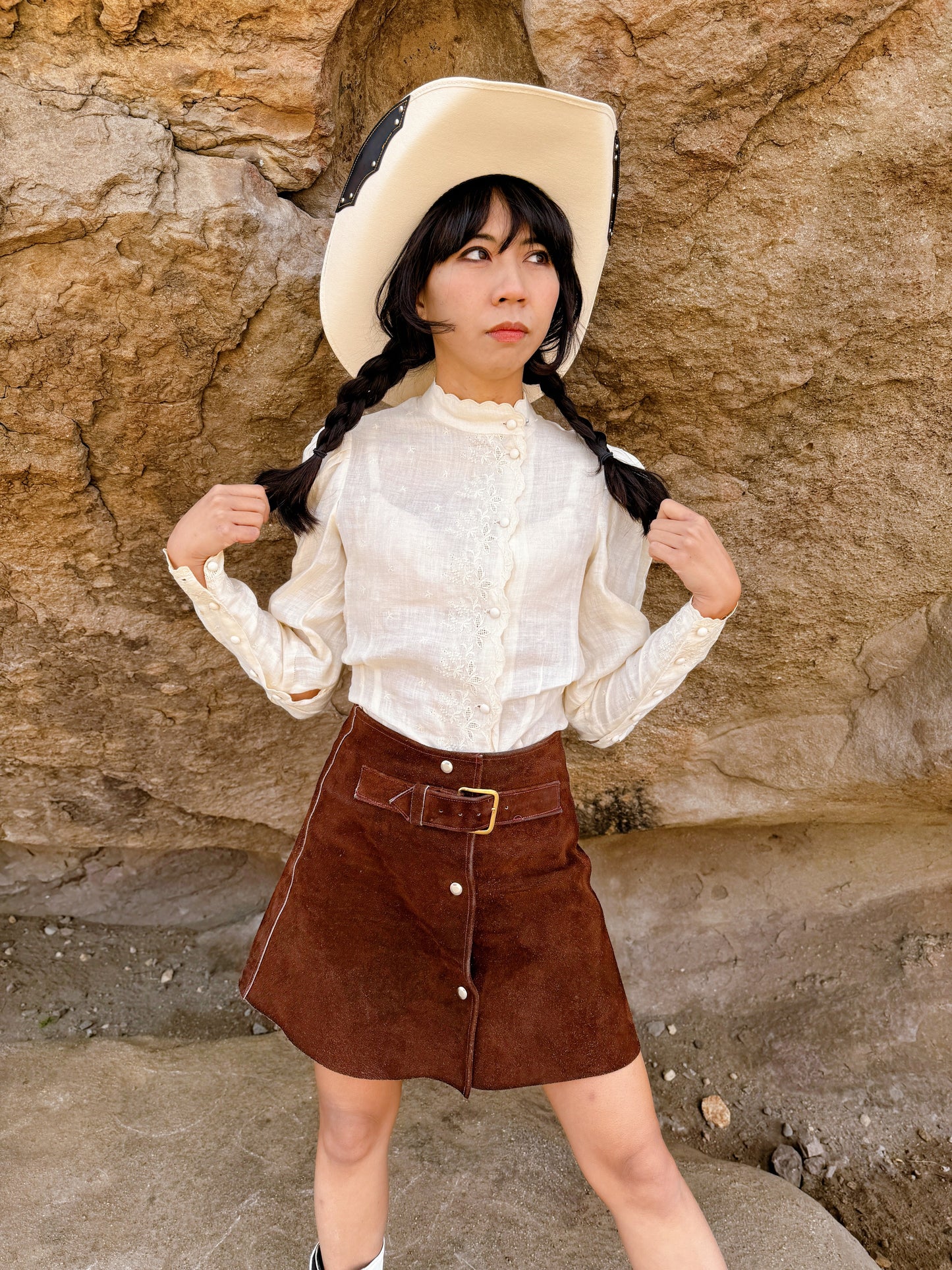 1970s does Victorian Embroidered Linen Blouse