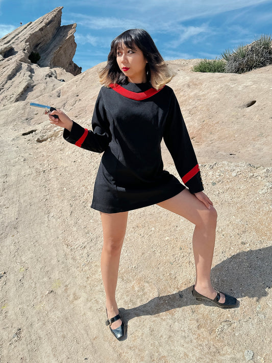 1970s Star Trek Style Black and Red Duty Dress by Sears