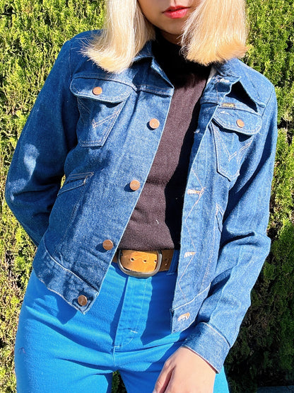 1970s Blue Cropped Denim Jacket by Wrangler