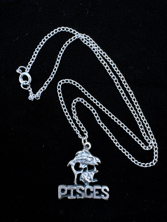 1970s Deadstock Pisces Astrology Zodiac Necklace