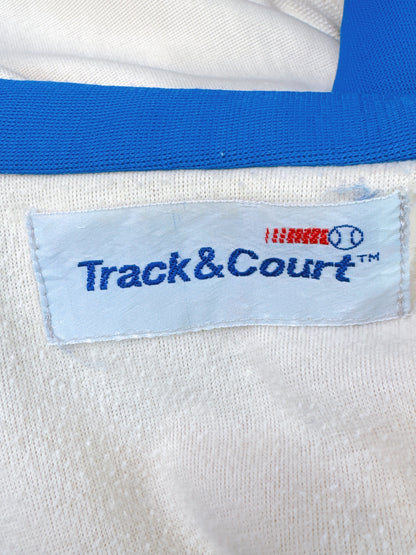 1970s Blue & White Cropped Tracksuit Zip-Up Jacket