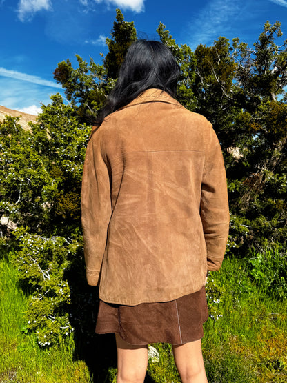 1970s Tan Nubuck Suede Removable Fur Lined Jacket