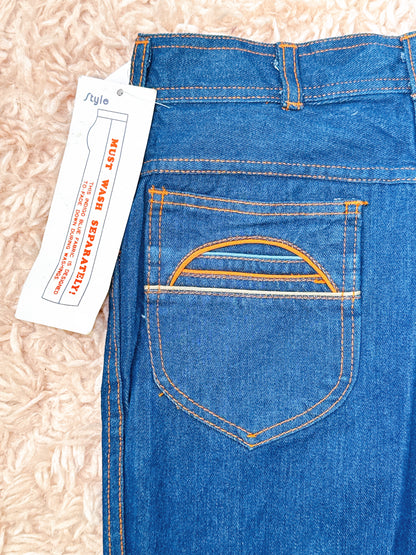 1970s / 1980s Multicolor Piping Pocket Deadstock Denim Cotton Jeans