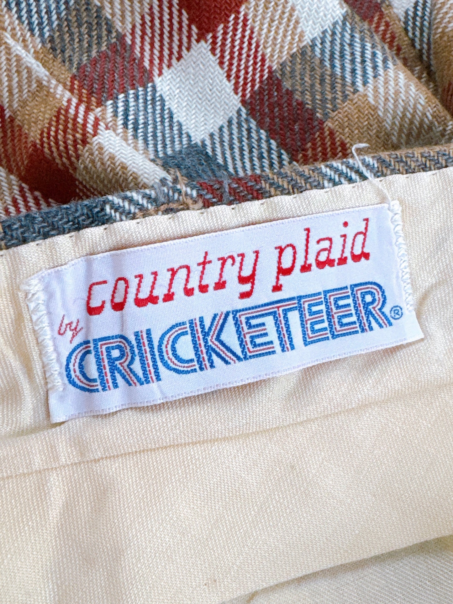1960s Cricketeer Plaid by Country Plaid Brown, Burgundy, Blue Plaid Pants 33x33