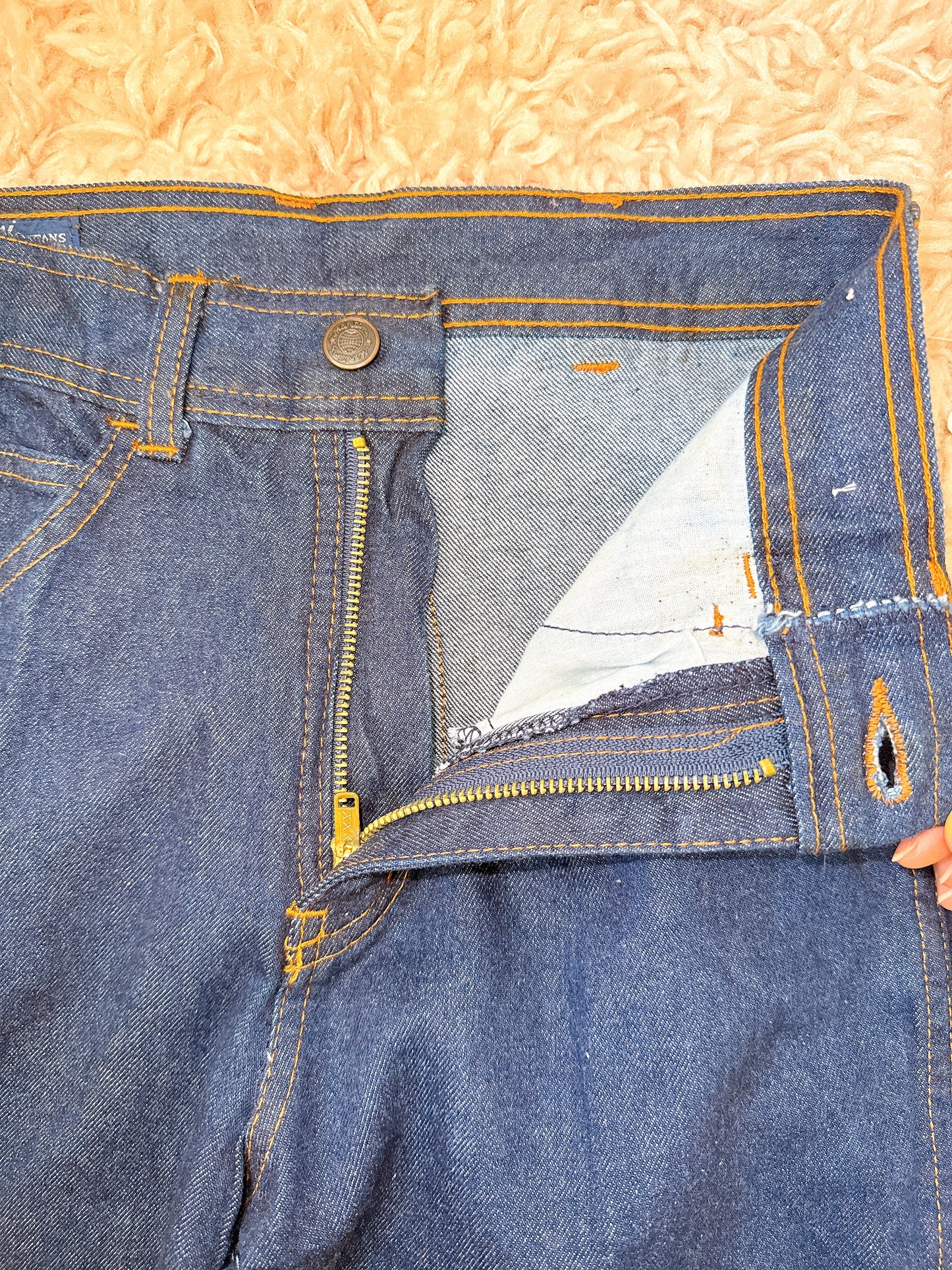 1970s / 1980s Red Piping Pocket Deadstock Denim Cotton Jeans