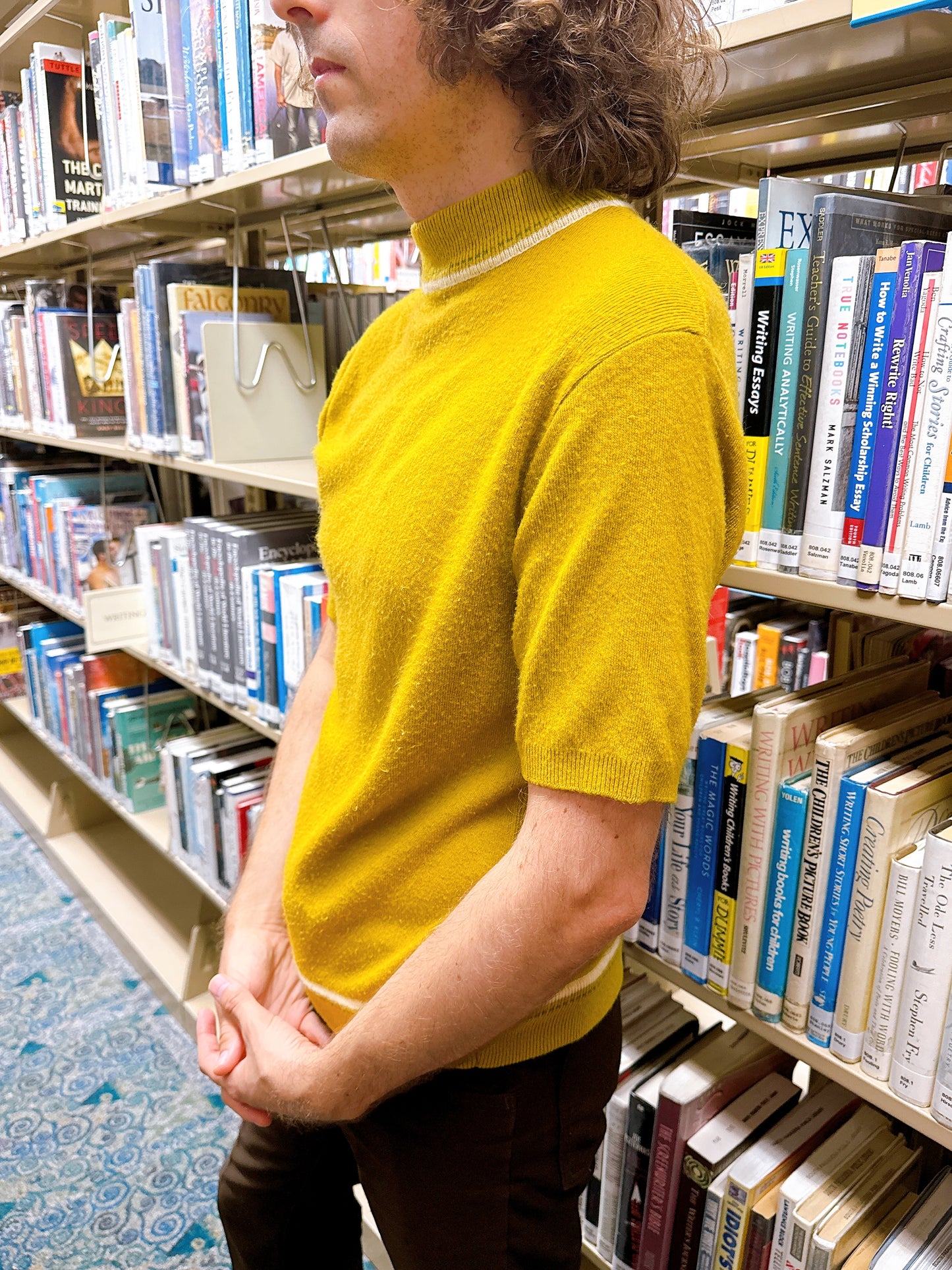 1960s Mustard and White Knit Top