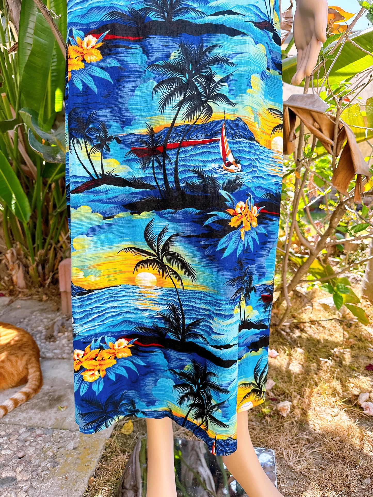 Vintage Tropical Sunset Beach Dress