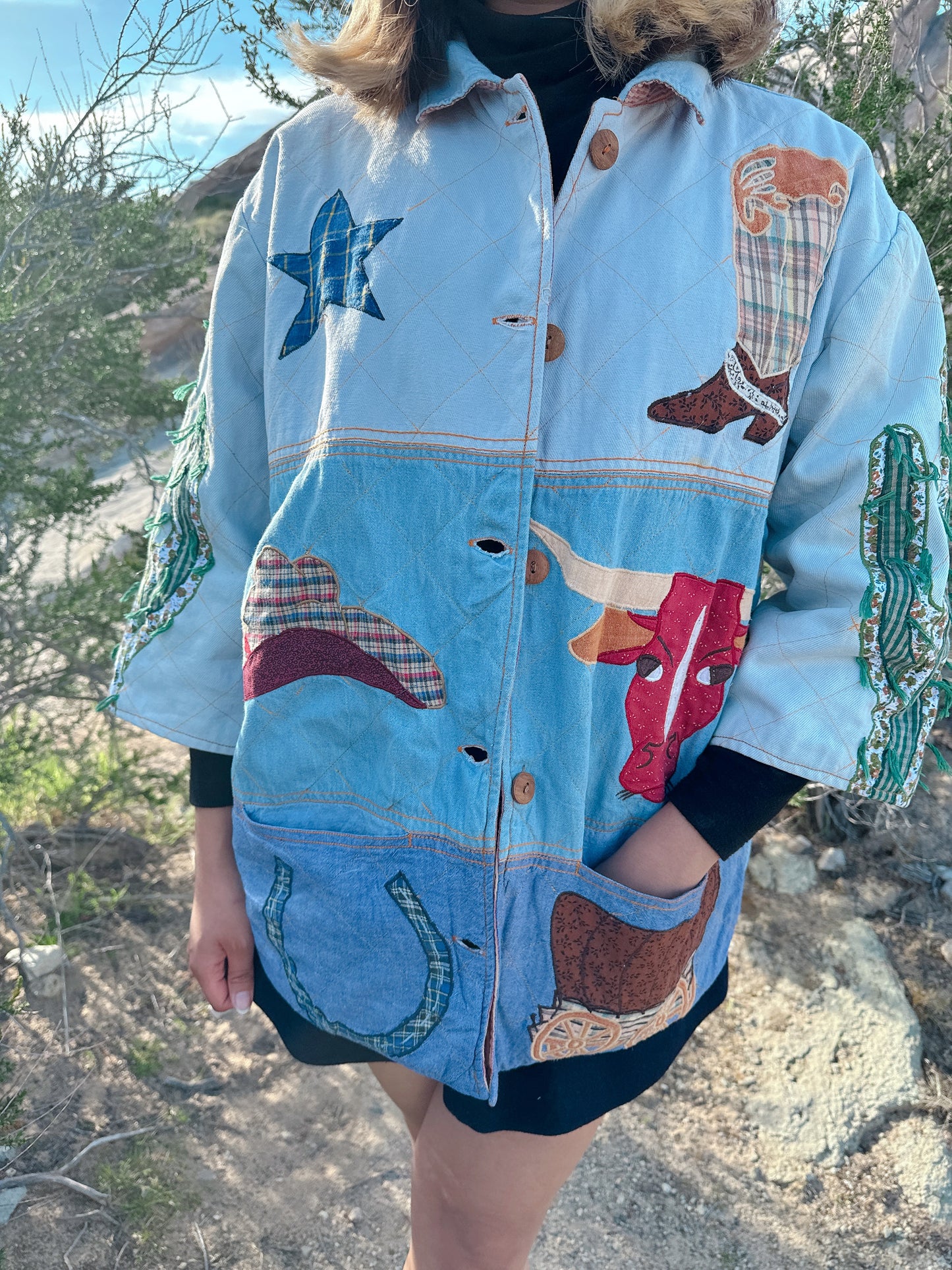 1990s Western Novelty Patchwork Reversible Jacket