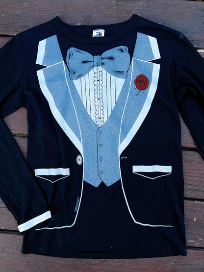 1980s Novelty Tuxedo Long Sleeve T-Shirt