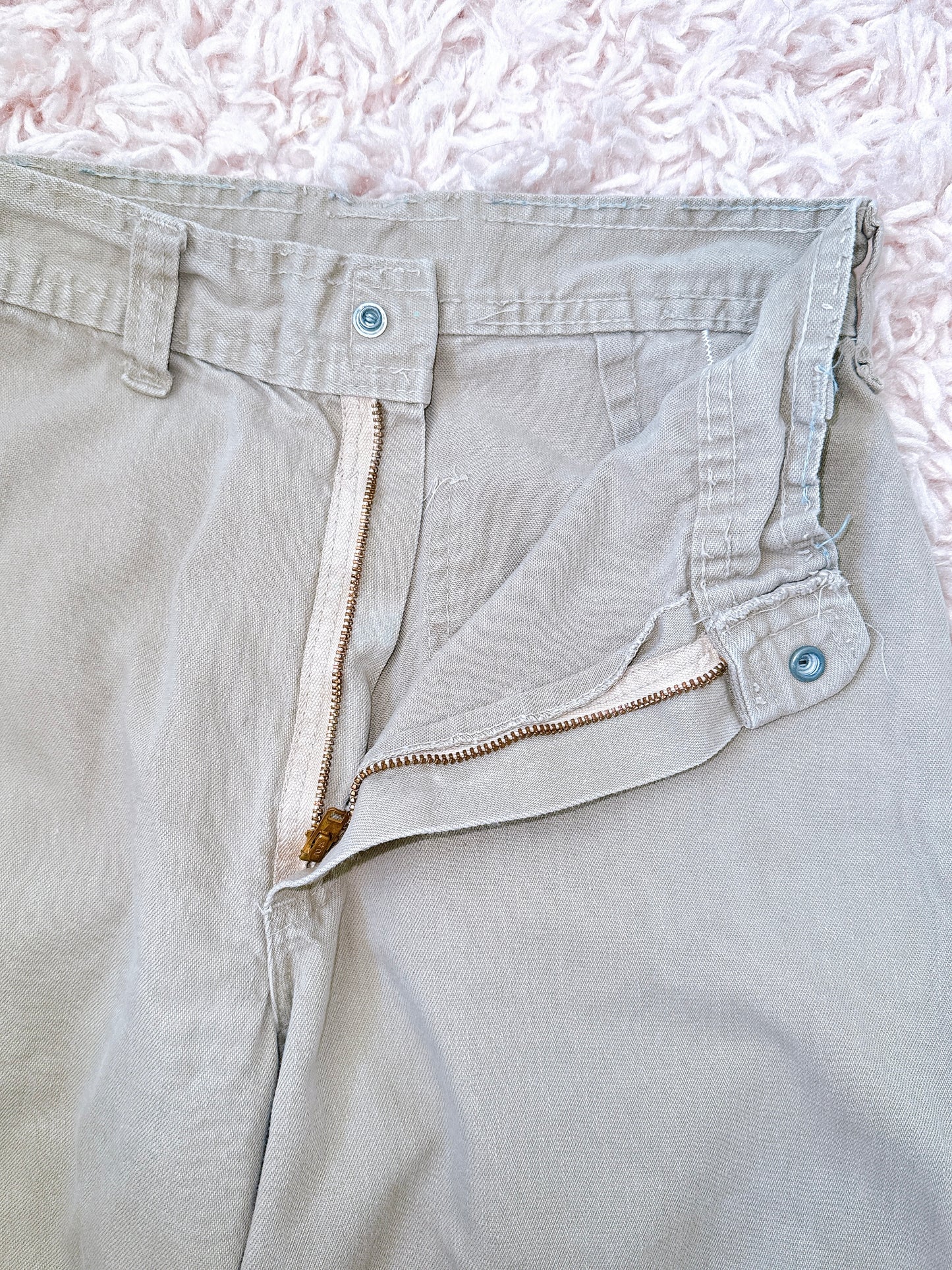 1970s Khaki Pleated Pocket Pants by Our Bottoms 26x32