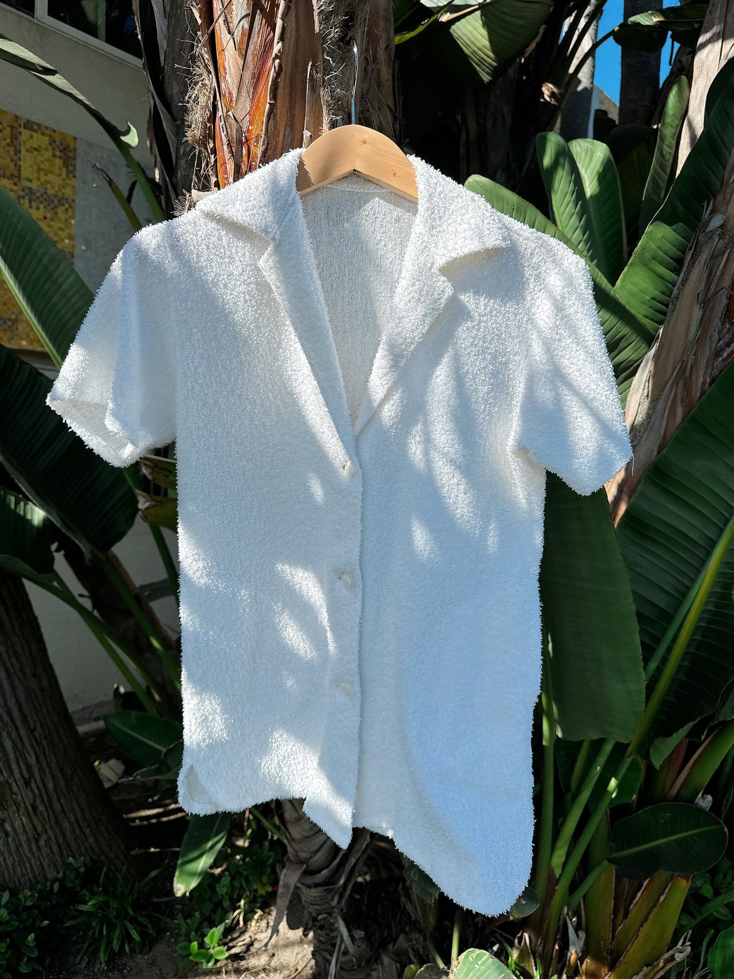 1960s White Towel Terry Cloth Cover Up Top