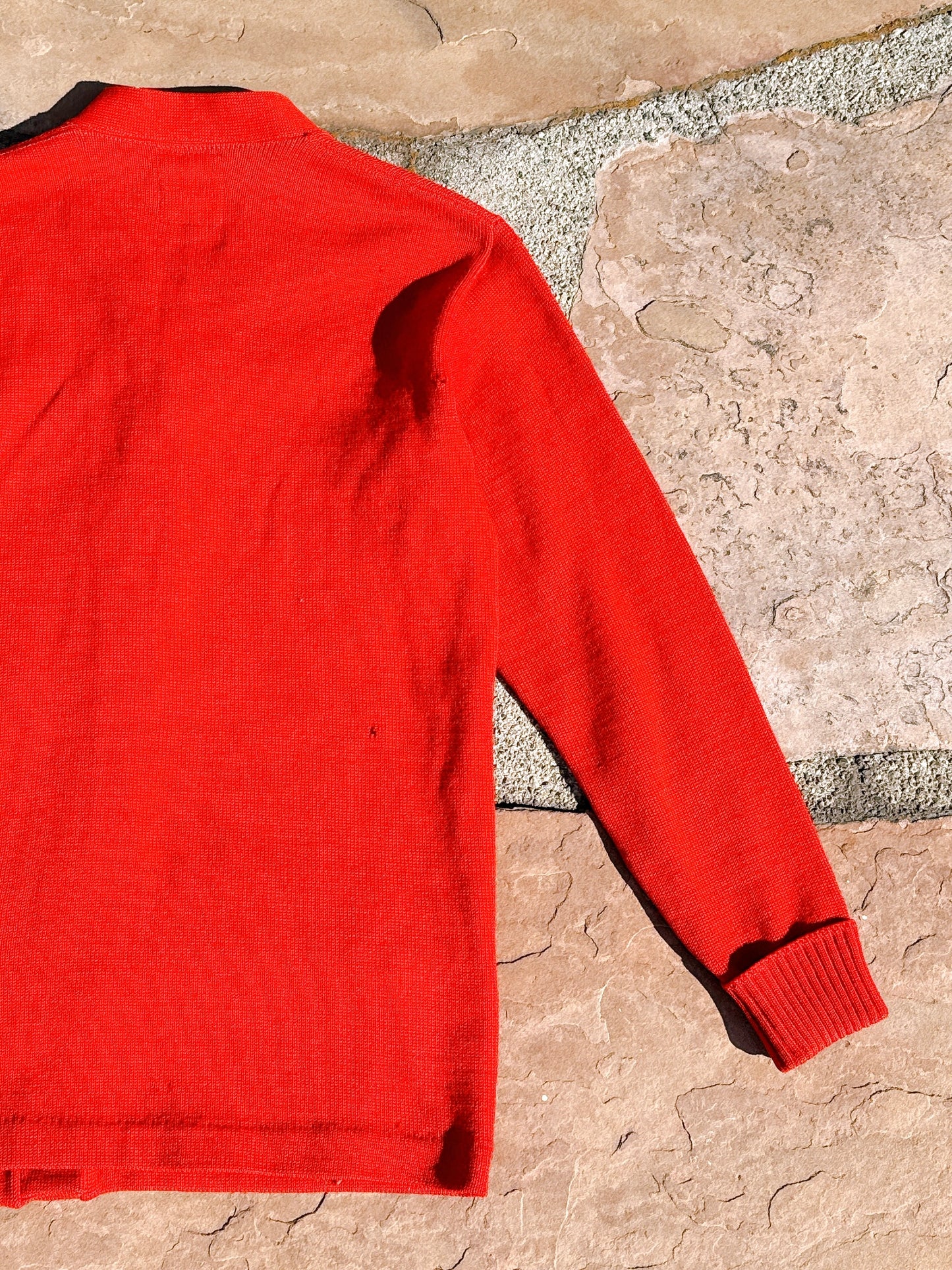 1950s 1958 Red 100% Wool School Cardigan