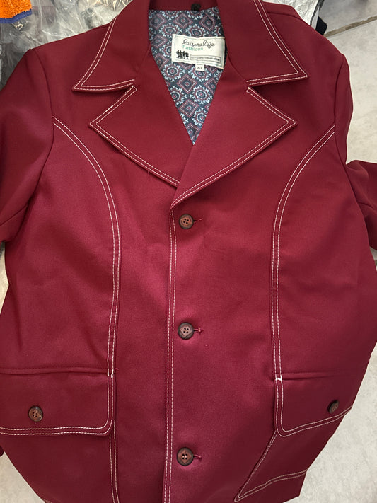 1970s Burgundy Blazer with Psychedelic Lining