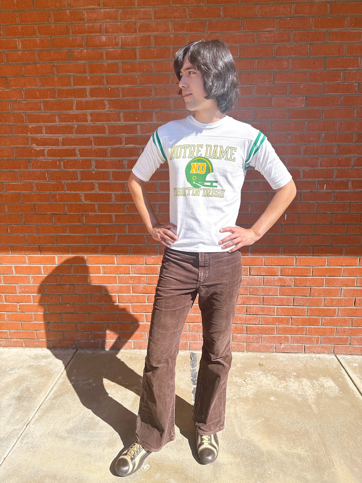 1970s “Notre Dame Fightin’ Irish” White & Green Novelty Raglan T-Shirt