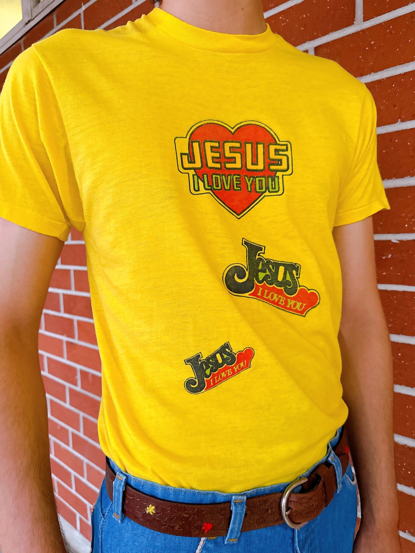 1970s Novelty “Jesus I Love You” Yellow T-Shirt