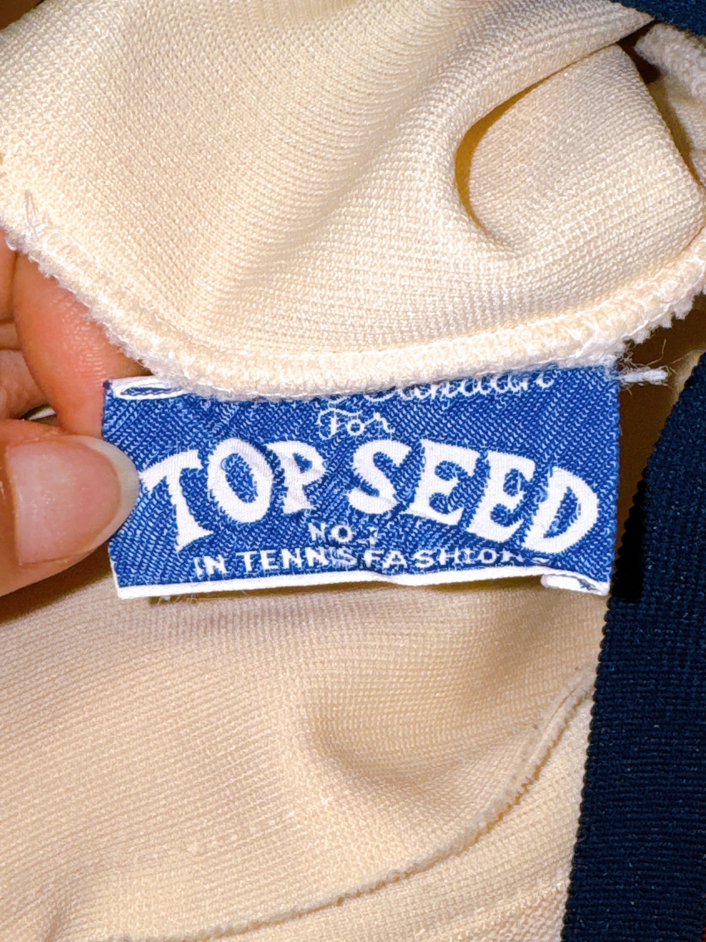 1970s White, Navy, & Red Polyester Mini Tennis Shorts