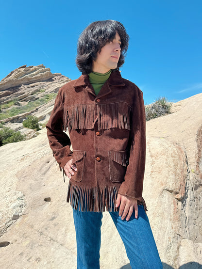 1970s Brown Fringe Suede Jacket